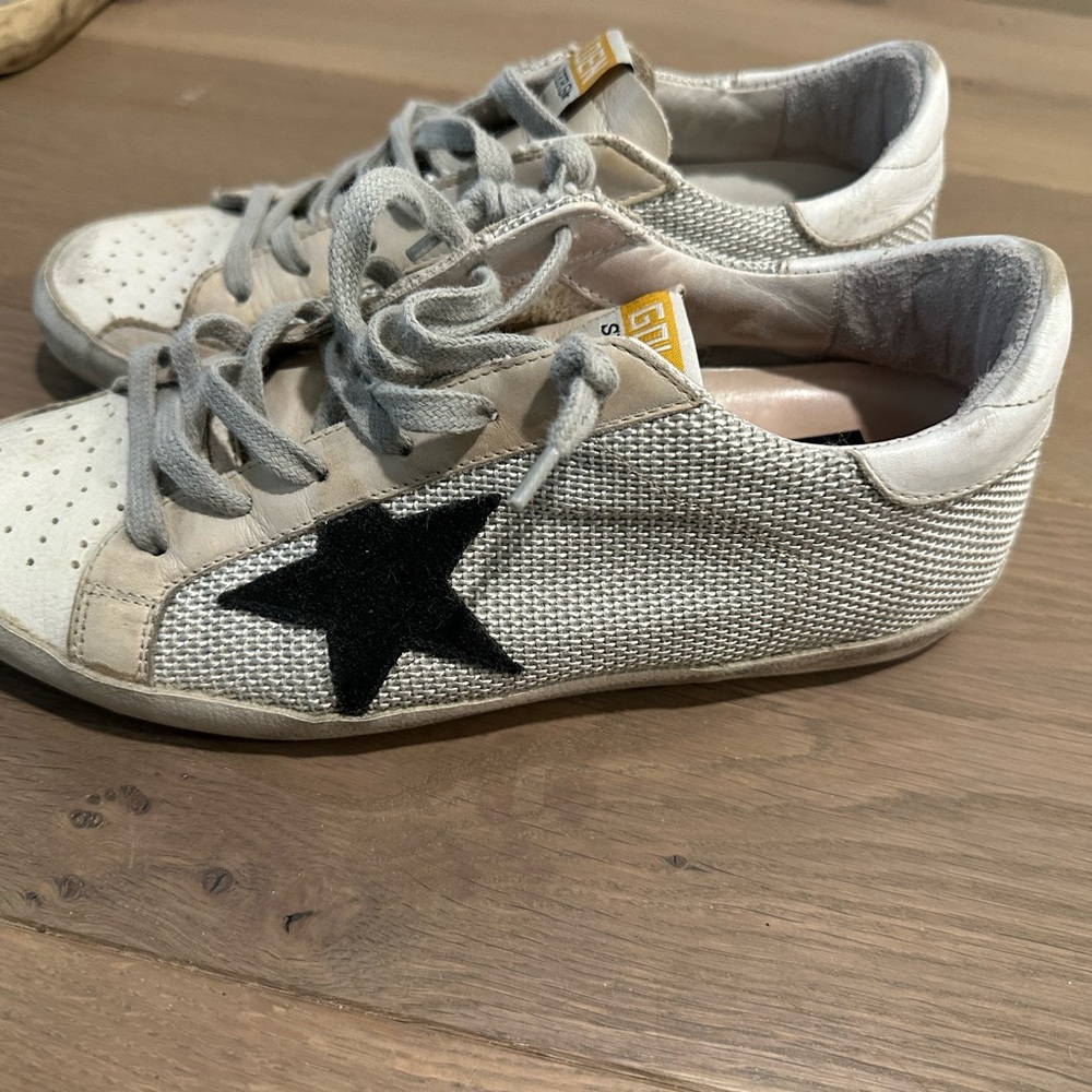 Golden Goose Sneakers with Black Star and Cream Accents size 38